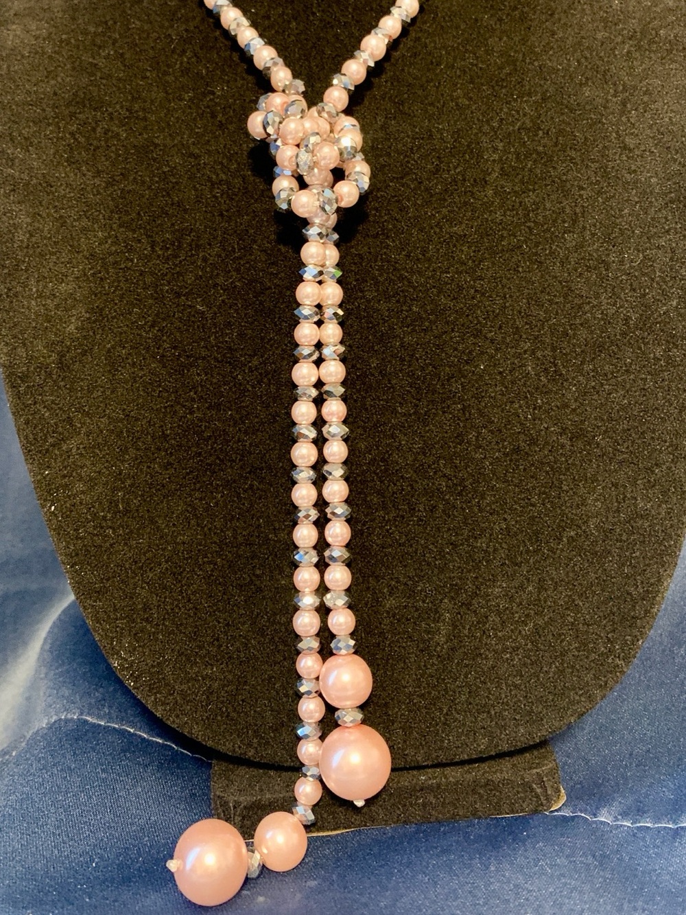 Elegant Pink Beaded Lariat Necklace - Women Jewelry